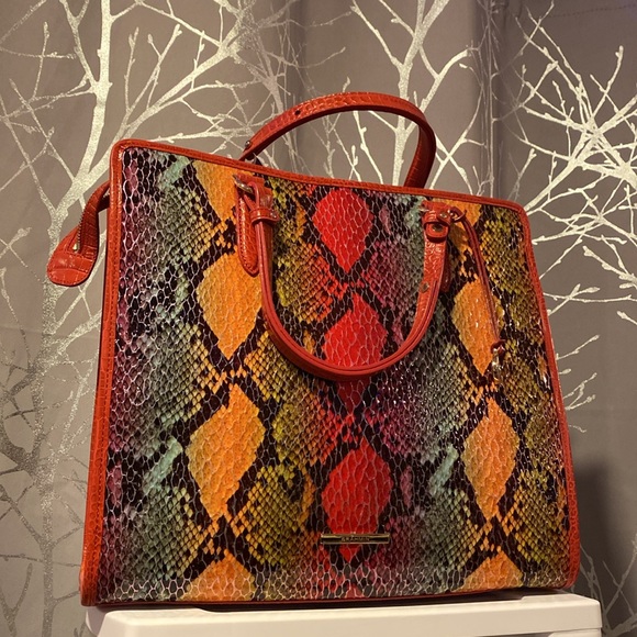 SALE BNWT Brahmin Tia Red Dragon Experium Genuine Leather Women’s Large Tote Bag - Picture 7 of 10